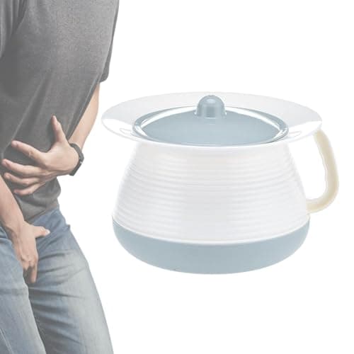 Chamber Pot with Lid - Bedside Urinal with Handle, Portable Potty for Adults, Elderly, Bedridden, Ideal for Bedroom, Home, Car, Camping & Travel
