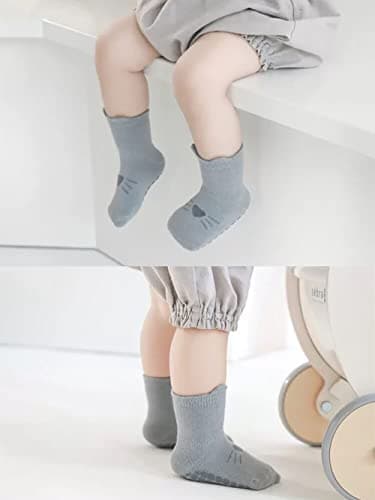 FedMois 5 Pairs Baby Kids Anti-slip Socks Cotton non skid Ankle Socks Animals, Multicolor, 1-3 Years — view 3