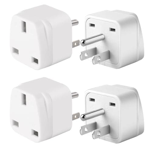 LUKELI 4 Pack UK to USA Plug Adapter - Type B Travel Adapter-(White 4 Pack)