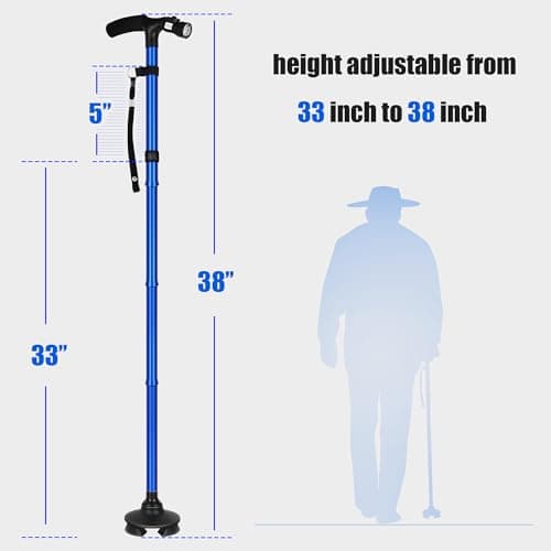 RUNZI Folding Cane with Led Light, Adjustable Canes and Walking Sticks for Arthritis Disabled and Elderly (Blue) — view 4