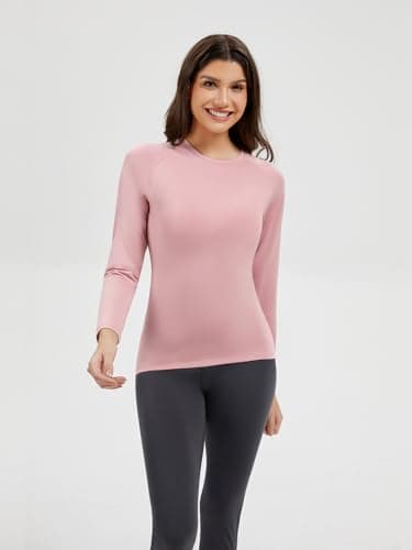 Orrfreer 3 Pack Thermal Base Layer Women Fleece Long Sleeve Compression Shirts Ladies Thermal Tops for Running Ski Hiking Black/Charcoal/Pink M — view 2