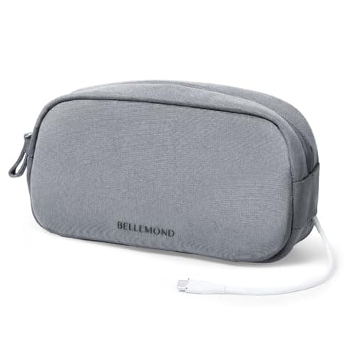 BELLEMOND「Totono+」| Cord Organizer Tech Pouch | Travel Electronics Organizer Case for Cables & Chargers | Hidden AirTag Slot & Cable Pass-Through | Designed in Japan | Charcoal Gray