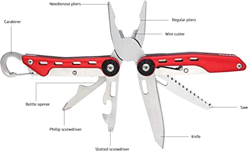 Amazon Basics 10-in-1 Stainless Steel Multitool Safety Lock with Nylon Sheath, 10.4 x 4.5 x 2.03 cm, Red & Black — view 6