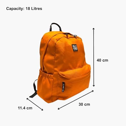 OLPRO 18L Daysack Backpack – Showerproof Outdoor & Everyday Daypack with Padded Laptop Sleeve, Front Pocket & Side Bottle Pockets – Comfortable Padded Straps – Black/Orange — view 5