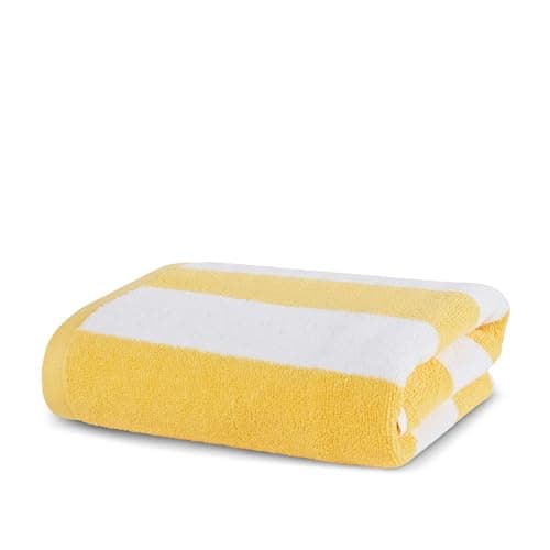 La Maison Cabana Stripe Beach Towels 100% Cotton 70cm x 150cm Large Pool Towel Absorbent Supersoft Quick Dry Sand Proof Beach Towel Holiday Yoga Gym Swimming Towel (1, Yellow) — view 4