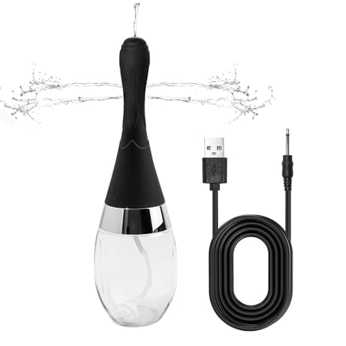 Anal Douche Automatic Enema Bulb, Rechargeable Personal Hygiene Cleaning Kit with 5 Nozzles and 3 Water Pressure Modes, Portable Deep Cleaning Device with Silicone Bottle for Home Bathroom and Travel