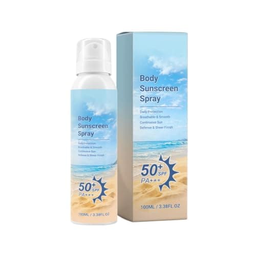 Reef Safe Sunscreen Spray,SPF 50+ Water Resistant Mineral Sunscreen Spray for Face Body, Lightweight Broad Spectrum UVA/UVB Protection, No White Cast