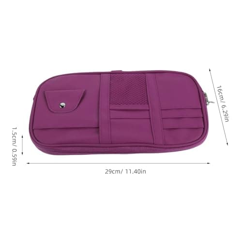 Purple PU Leather Multi Pocket Car Visor Organizer with Compartments — view 2