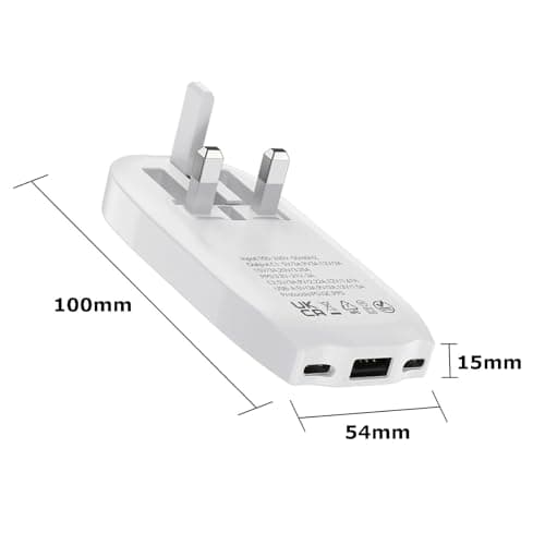 TWICK - Ultra-Slim 65W GaN Fast Charger 2x USB-C & USB-A Folding UK Plug PPS Quick Charge for MacBook, Laptops, iPhone, iPad, Samsung Galaxy, Pixel, Tablets, UK Travel Compact Size -WHITE — view 3