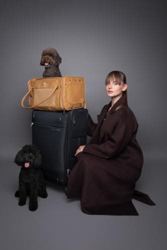 Noah & Paw Cat Carrier Soft Dog Carrier for Small Dogs, TSA Airline Approved 18x11x11in Cat Crate, Pet Travel Crate, Small Pet Kennel, Mattress Included, Camel Faux Leather — view 6