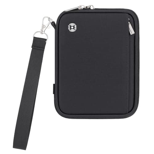 WALNEW Passport Holder Travel Wallet Family for 4, RFID Blocking Travel Document Organiser Pouch for Women Men, Zipper Card Case Cover with Wrist Strap, Black