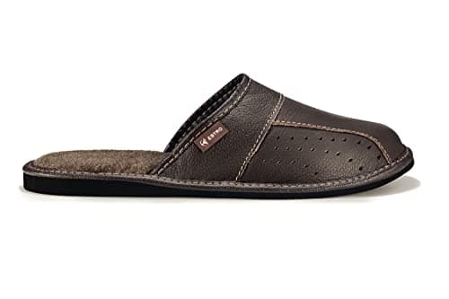 ESTRO Men's Leather Mules - Men's House Slippers (10 UK, Brown) — view 5