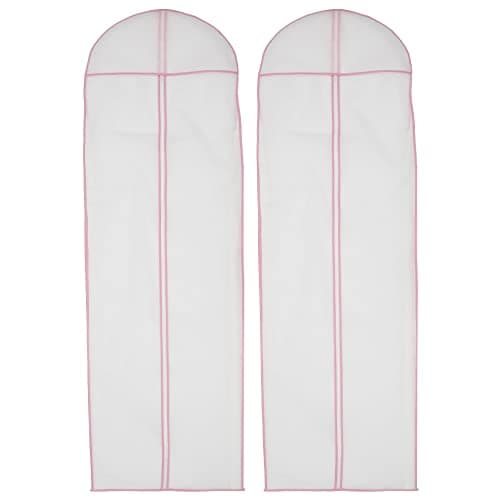 2pcs Wedding Dress Bags, 180cm/70.8inch Non-woven Bridal Dress Cover Bag with Zips Long Full length Breathable Garment Bags Covers for Long Dress Dance Costumes Suits (2pcs)