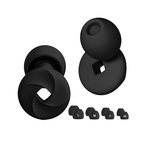 Silicone Noise-Reducing Earplugs for Sleep, Reusable with XS/S/M/L Tips & Travel Case – Comfortable Fit for Sleeping, Travel, Study, Workout, Ultra-Soft-33db (Noise Reduction) (Black, One Size) — view 3