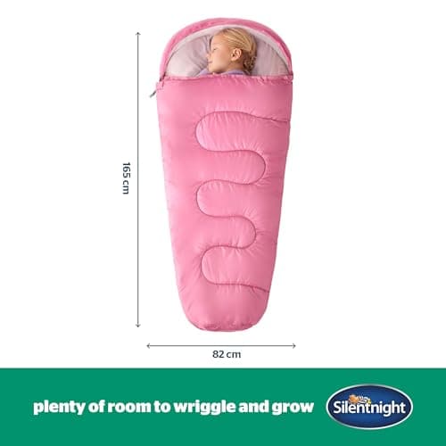 Silentnight Kids Sleeping Bag - Girls Boys 3 Season Mummy Sleeping Bag Ideal for Spring and Summer with Soft Touch Warm Cosy Fabric and Fibres - Machine Washable - 165 x 82cm - Pink — view 4