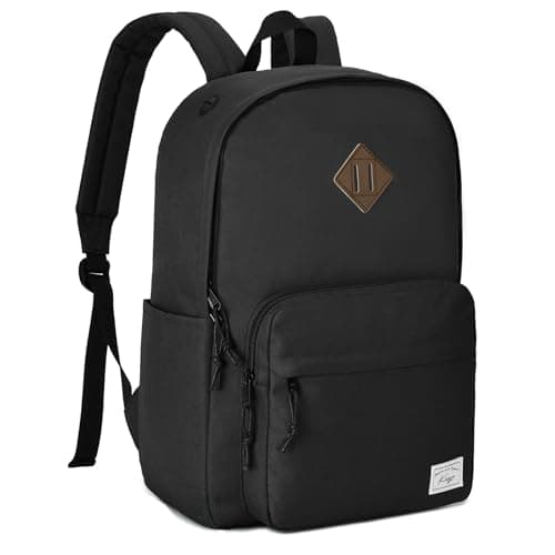 Kasgo 17.8L Lightweight School Backpack for Teens & Adults, Black