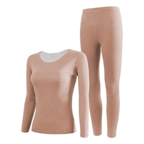 Generisch Women Clothes Silk Thermal Underwear Men Velvet Autumn Pants Set 2 Pieces, khaki, XXL — view 2