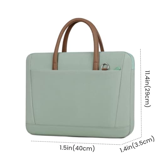 FUNSEED 15.6 Inch Laptop Bag for Women Men Polyester Lightweight Solid Work Computer Laptop Messenger Briefcase Bag for Travel Office, Green, Large — view 4