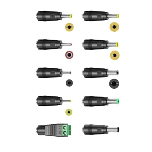 Multibao Universal DC Power Adapter Tips Kit 10pcs | 5.5x2.1mm Jack to Multi Size Male/Female Barrel Jack Plugs | Connector Set for Fans, Routers, Lamps, Electronics