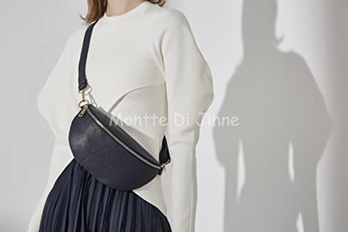 Montte di Jinne 100% Made in Italy – Soft Pebble Leather Belt Bag/Crossbody Bum Bag for Women, Adjustable & Detachable Strap, Gold Hardware, Lightweight Everyday Travel Waist Pack (Gold) — view 4