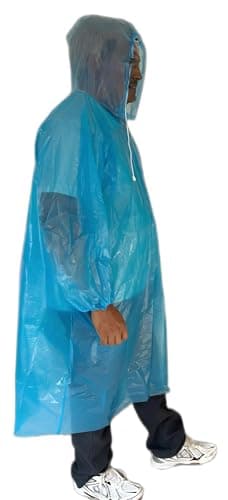 Start and Drive Ltd, Poncho Rain Coat Long Sleeve Waterproof Plastic Adult Size Disposable Ponchos with Hoods Emergency Raincoats (UK, Alpha, One Size, Regular, Regular, Mix (1 Blue + 1 Red)) — view 6
