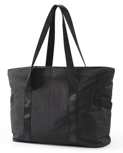 BAGSAMRT Tote Bag for Women with Zipper, Work Handbags & Shoulder Bags Gym Tote with Yoga Mat Buckle for Travel, Beach, Dance, Teacher, Nurse, Large