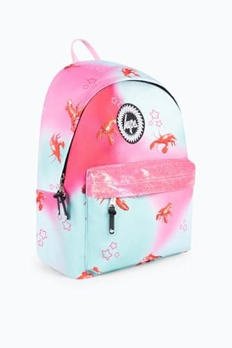 hype school uni casual work hiking day backpacks for kids boys girls teens men and women (Pink/Mint Green Disco Lobster, One Size) — view 3