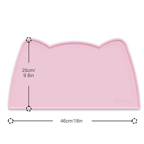 OHMO Silicone Cat Food Mat for Food&Water Bowls, 46x25cm, Pink — view 2