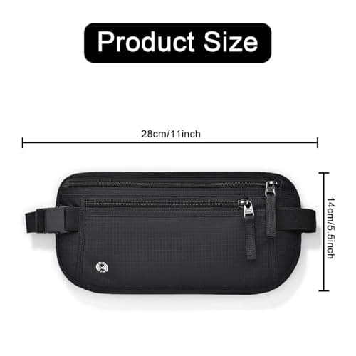 Money Belts for Travel Hidden Women Men with 2 Pockets RFID Blocking — view 2
