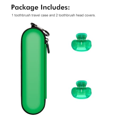 seplouis Electric Toothbrush Travel Case for Oral-B/Philips Sonicare/Colgate/seago/Bitvae/Braun and Most Other Brands of Electric Toothbrushes, and Includes 2 Universal Toothbrush Head Covers, Green — view 6