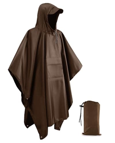 Evolpor Waterproof Poncho Adult,Poncho Waterproof Adult Lightweight Reusable Rain Poncho Adult Waterproof,Waterproof Raincoat for Outdoor Camping Hiking Traveling Cycling (Brown)