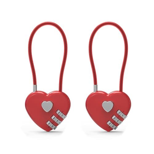 UP Security Premium Combo Lock, Combination Locks for Travel Security, Small Cable Lock for Backpack, Travel Security, Luggage, Suitcase, Bag, Anti-Theft, 3-Digit Password, No Keys (Red+Red)