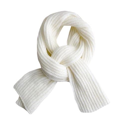 YAUOIPI Warm Autumn and Winter Scarf, Winter Knitted Scarf, Unisex Pure Color Winter Neck Warm Knitting Scarf, Thick Warm Ladies Scarves, Fashion Women Scarves, One Size (White) (White)