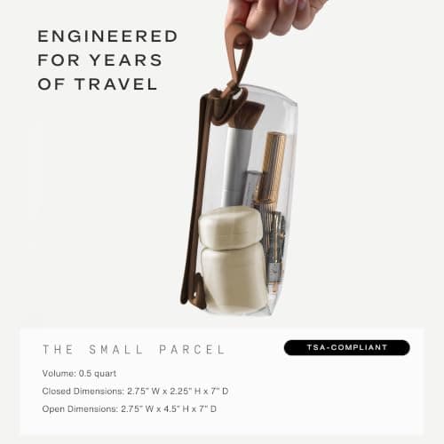 Cadence Parcel - Clear Travel Kit with Zipperless Magnetic Closure - Chestnut, Small - Durable, Leak-Resistant and TSA Approved Toiletry Bag - Modular Organization - Recycled TPU (.5 Qt) — view 5