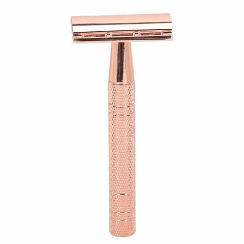 ZJchao Double Safety Manual Clipper, Alloy Handle Heavy Duty Skin Fitted Trimming with Washable for Men Women Wet Shaving (Rose Gold)