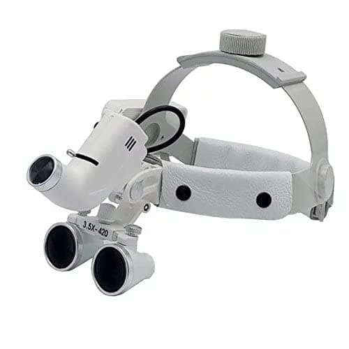 BONEW Headlamp Headlight Headband 5W LED Surgical Medical 3.5X-420mm Magnification Binocular Loupes with Adjustable Lamp Adjustable Pupil Distance Brightness Head Circumference (Silver)