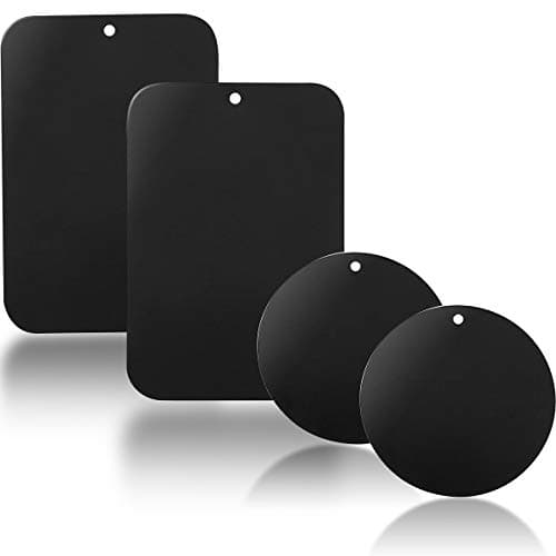 YGKJ 4 x Metal Plates with 3M Adhesive for Magnetic Car Phone Holder/Magnetic Car Holder Universal Metal Plate for Smartphone (2 Round and 2 Rectangular) (Black)