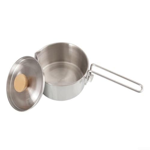 Portable Camping Pot 304 Stainless Steel Folding Design with Rotatable Handle for Mountaineering Travel Essentials Silver 13cm — view 4