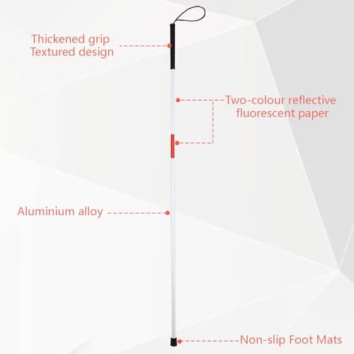Blind Stick, 123cm/48.4in Folding Walking Stick for Blind, Red White Reflective Walking Cane, 4 Sections Collapsible Walking Stick for Vision Impaired And Blind — view 3