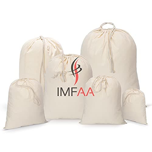 IMFAA Sack Drawstring Cotton Canvas Bags – Reusable, Eco-Friendly Storage & Laundry Bags for Clothes, Travel, Toys & Gifts (3, Large(40x50) Cm)