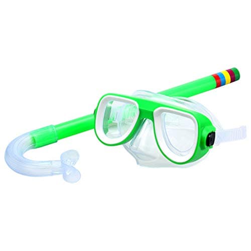 Children's snorkeling Scuba Snorkeling Maske Swimming Goggles Glasses with dry Snorkels Tube Equipment Non-Toxic Diving Gear 3-8 Years-Green