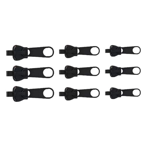Pinpulux 9Pcs Detachable Universal Zipper Puller Replacement Repair Kit,3 Sizes Instant Black Zippers Rescue Fix Slider Removable for Backpacks Suitcases Zip Repair Puller Set
