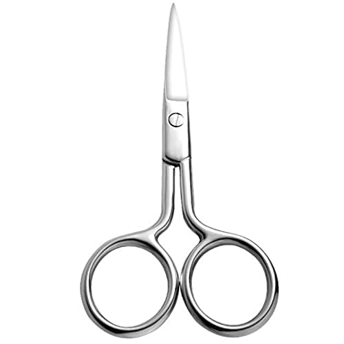 Stainless Steel Facial Hair Scissors - Small Straight Tip Scissors for Eyebrows, Nose, Moustache, Beard & Eyelash