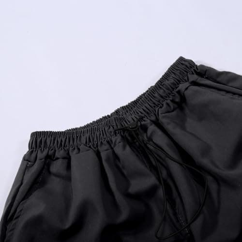 Women's Summer Cargo Parachute Pants with Loose Fit, Lightweight Nylon Fabric, Multi-Pocket Street Style for Casual Outings and Travel (Black, L) — view 4