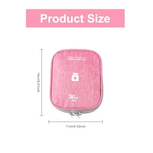Hopzab Portable Mini Medical Bag Small First Aid Kit Compact Emergency Pouch Travel Medication Organizer Multifunctional Empty Bag for Home Office Car Camping Hiking Outdoor Use(Red) — view 2