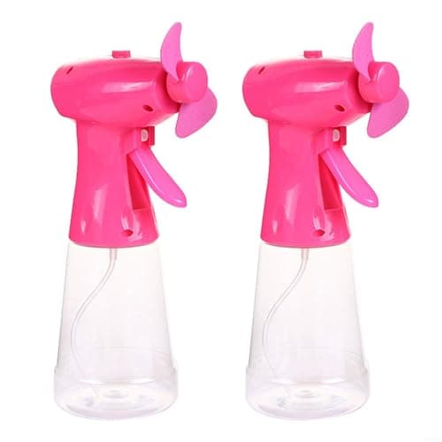 Handheld Water Mist Spray Fan, Portable Battery Powered 500ML Large Capacity Cooling Fan With Adjustable Nozzle, Personal Air Cooler For Travel Summer Beach Outdoor Use(2PCS Pink)