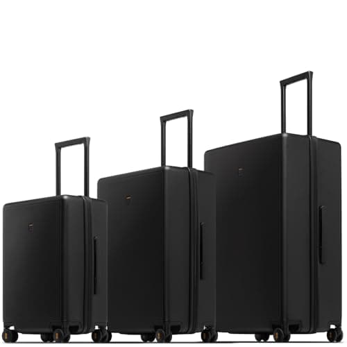 LEVEL8 Luggage Set of 3, Carry on Suitcase with 8 Spinner Wheels, Hand Lightweight 100% PC Trolley Case Micro-Diamond Textured Design, TSA Approved(Black, 3-Piece Set (40L/65L/105L)