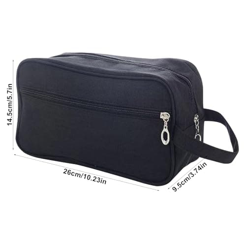Toiletry Bag for Men Women, Waterproof Wash Bag with Handle, Black — view 2