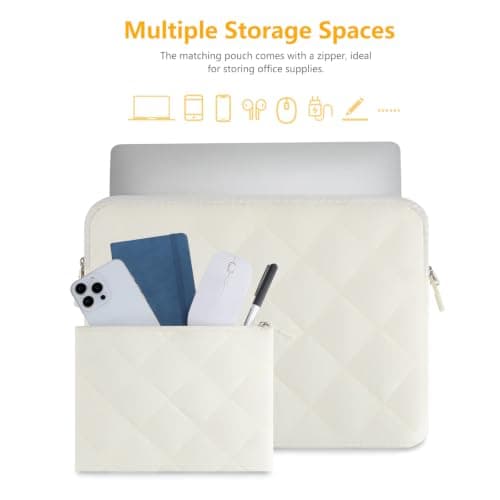 Songbala 15-16 Inch Laptop Sleeve Protective Case with Small Case, Compatible with MacBook Pro 16 M1-M5/MacBook Air 15 M1-M5 / HP/Lenovo/Dell/Acer/Chromebook, Beige — view 2