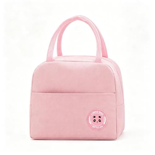 MeiLang Pink Insulated Lunch Bag Oxford Cloth Leakproof Thermal Tote